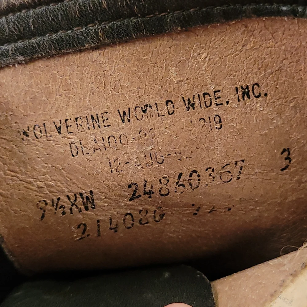 WOLVERINE Dark Grey Black Leather‎ Steel Toe Vintages Work Boots Sz 9.5 XW